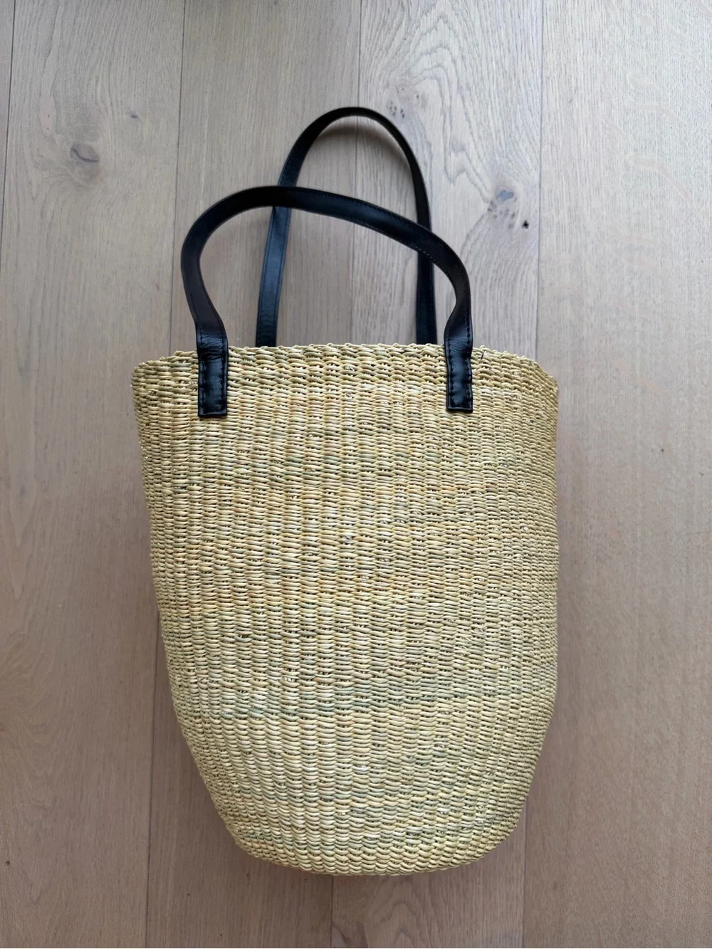 bembien Woven Straw Basket Tote in Tan -